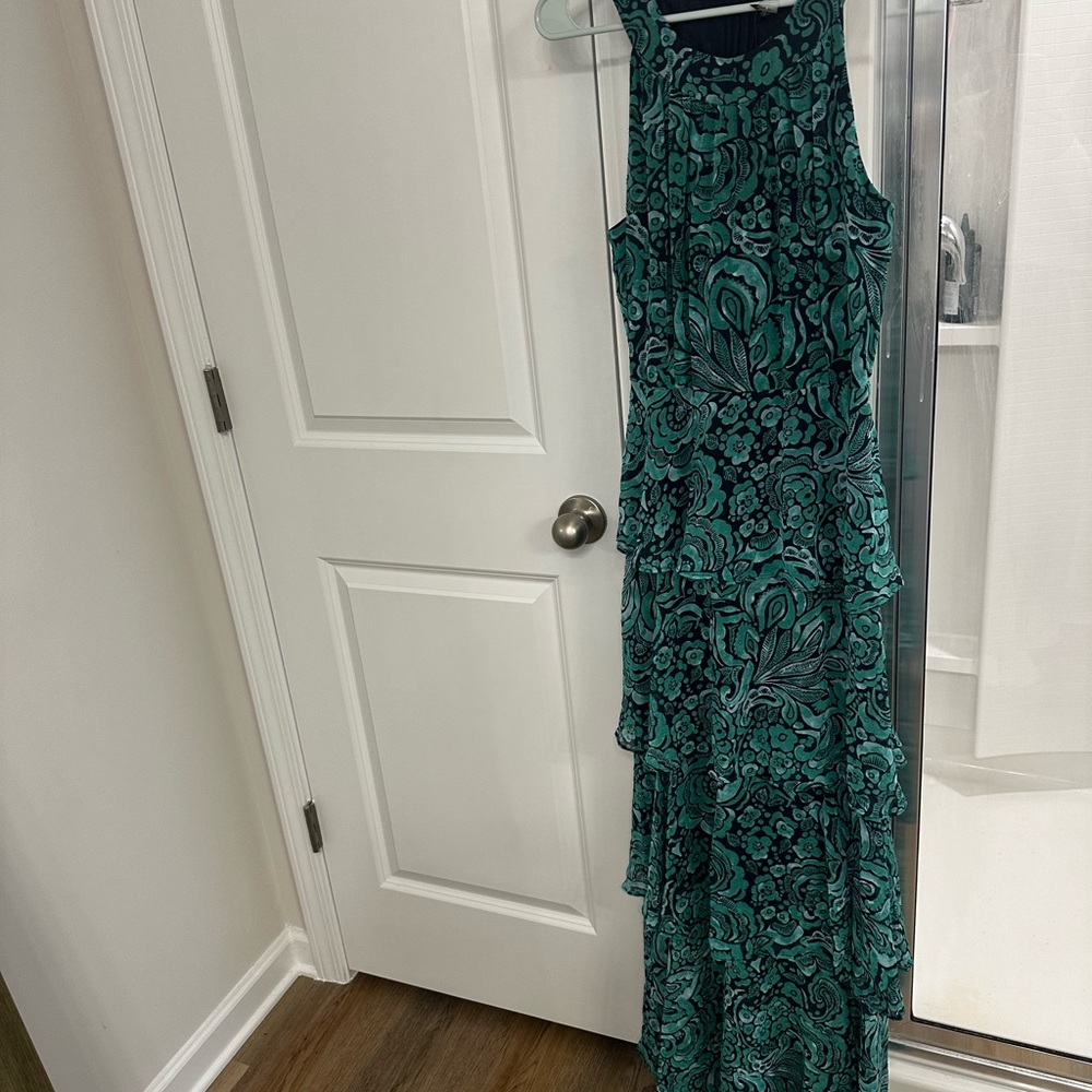 Tommy Hilfiger Teal Patterned Maxi Dress